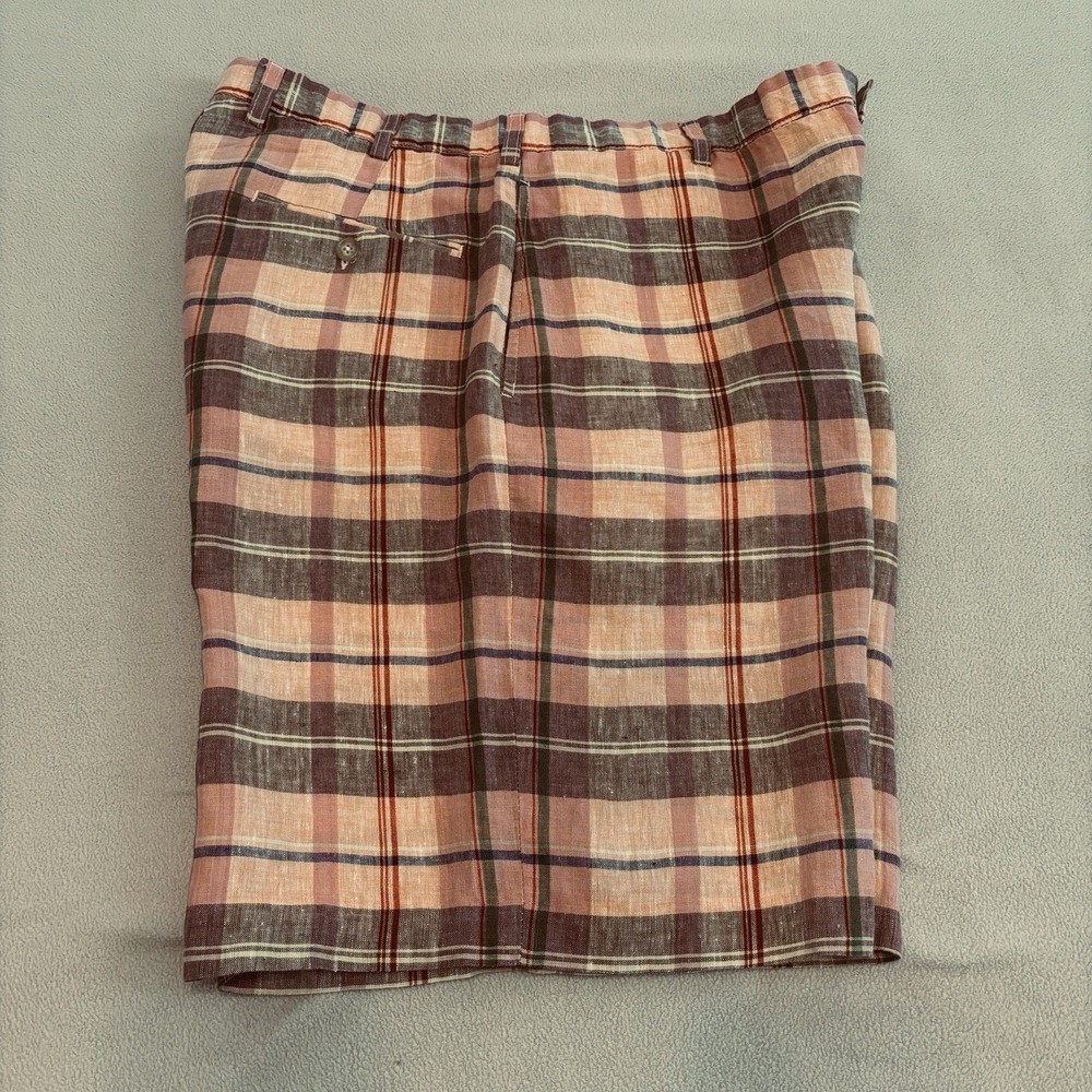 Charleston Khakis Linen Bermuda Shorts Mens Size 38 Preppy Summer Coastal